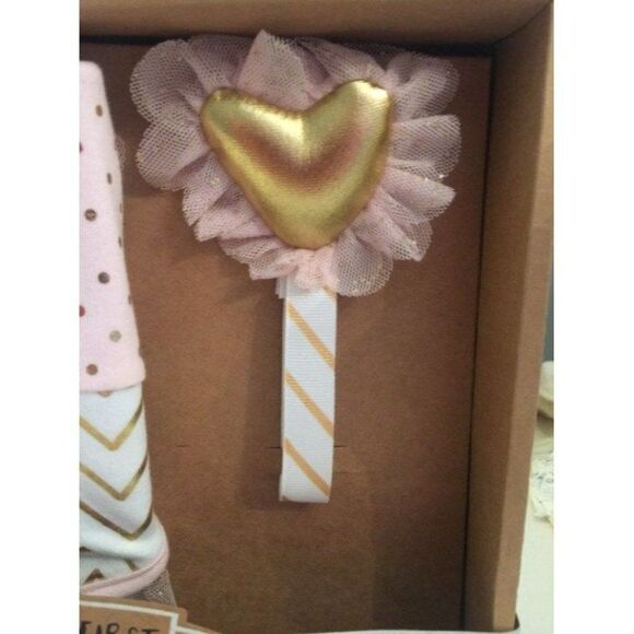 Pink and Gold Bib and Binky clip - Picture 4 of 4